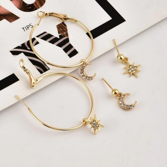 ☆Lee☆ Moon and Star Earrings - Picture 4 of 5